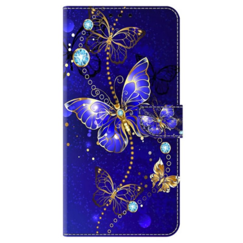 Etui Folio Samsung Galaxy S24 5g Diamentowe Motyle Etui Ochronne