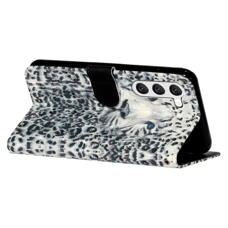 Etui Folio Samsung Galaxy S24 5g Głowa Lamparta Ze Smyczą Etui Ochronne