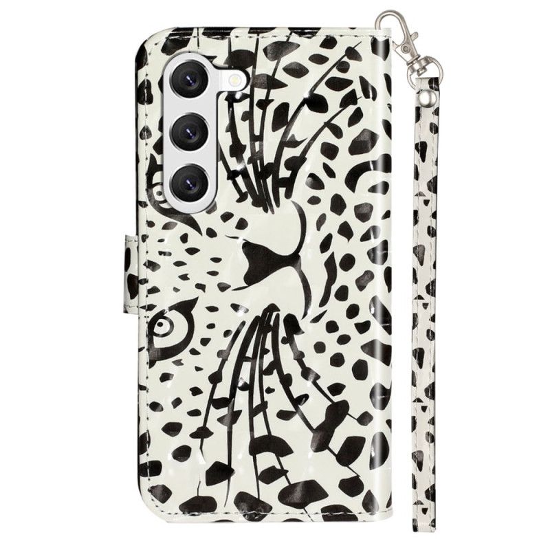 Etui Folio Samsung Galaxy S24 5g Głowa Lamparta Ze Smyczą Etui Ochronne