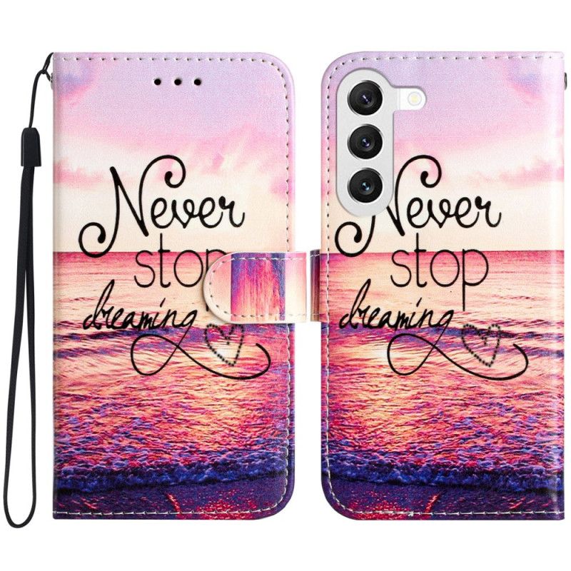 Etui Folio Samsung Galaxy S24 5g Północ Nigdy Nie Przestawaj Marzyć Z Paskiem Etui Ochronne