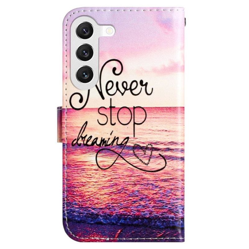 Etui Folio Samsung Galaxy S24 5g Północ Nigdy Nie Przestawaj Marzyć Z Paskiem Etui Ochronne
