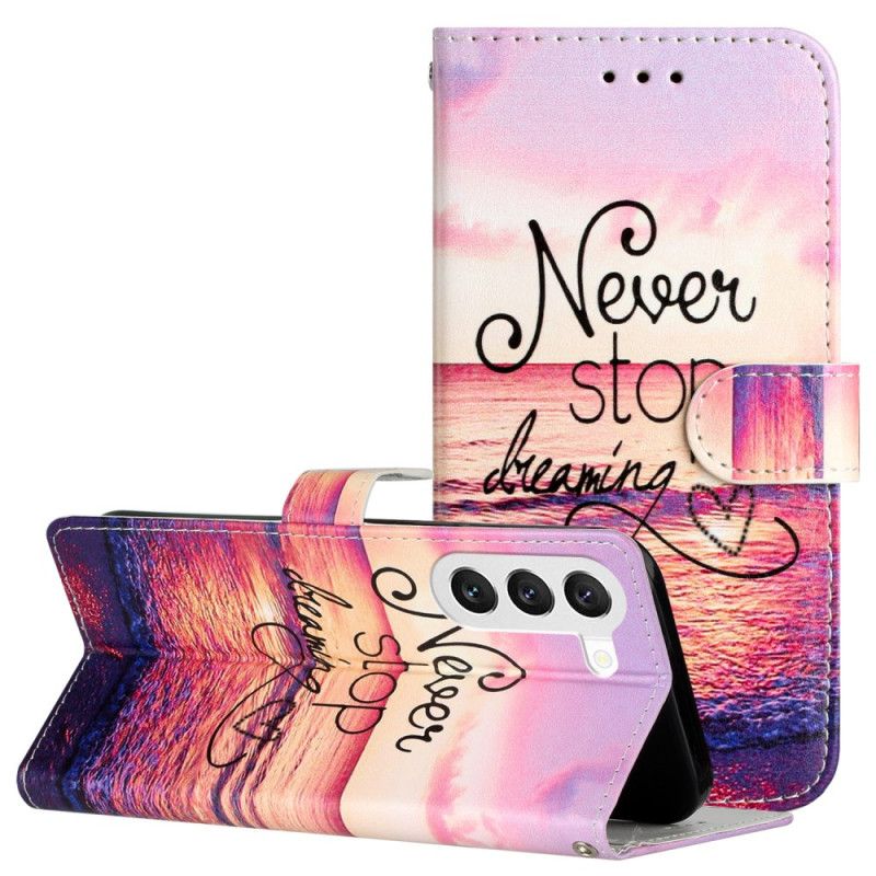 Etui Folio Samsung Galaxy S24 5g Północ Nigdy Nie Przestawaj Marzyć Z Paskiem Etui Ochronne