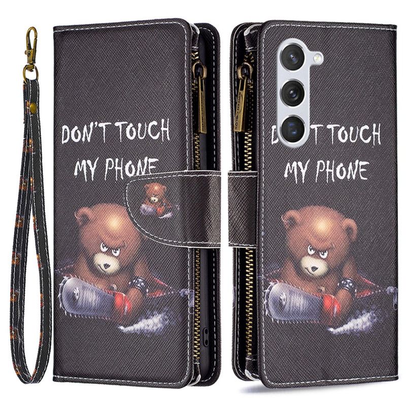 Etui Folio Samsung Galaxy S24 5g Portfel Niebezpiecznego Niedźwiedzia Z Paskiem Etui Ochronne