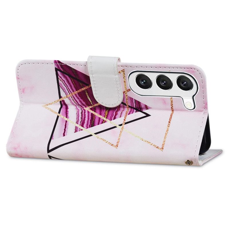 Etui Folio Samsung Galaxy S24 5g Trójkolorowy Marmur Z Paskiem Etui Ochronne