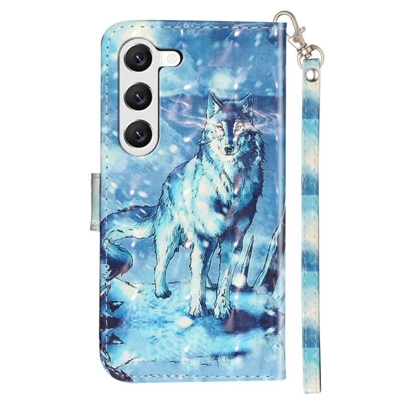 Etui Folio Samsung Galaxy S24 5g Wilk Śnieżny Z Paskiem Etui Ochronne