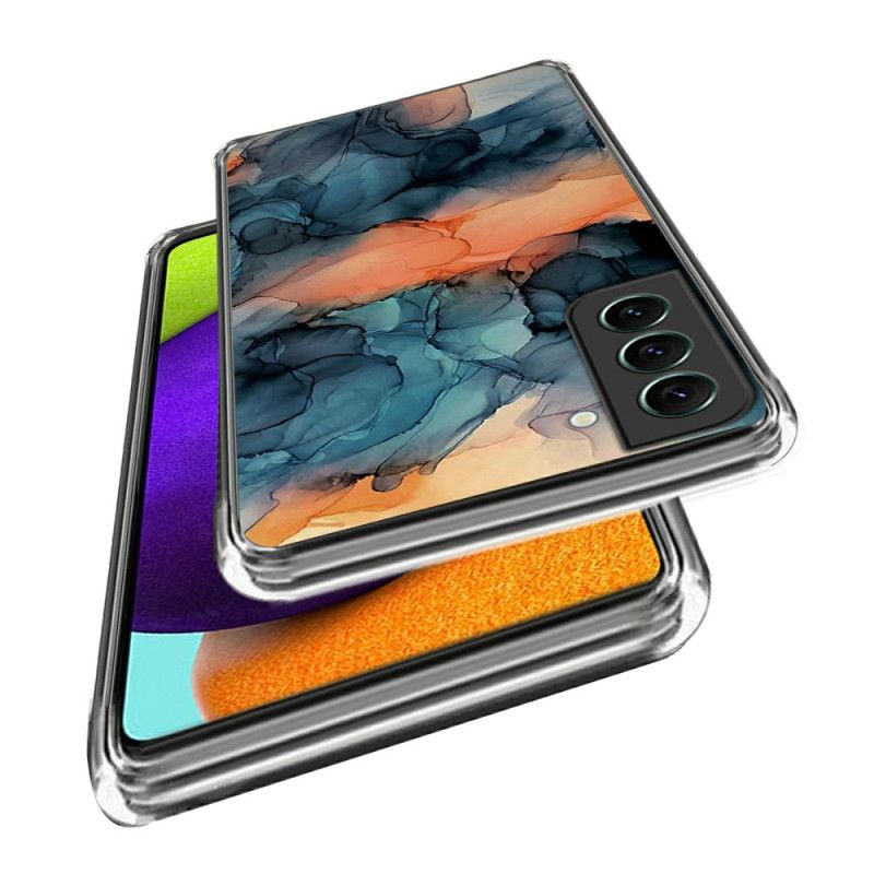 Futerały Samsung Galaxy S24 5g Etui Na Telefon Pomarańczowy Abstrakcyjny Wzór Marmuru