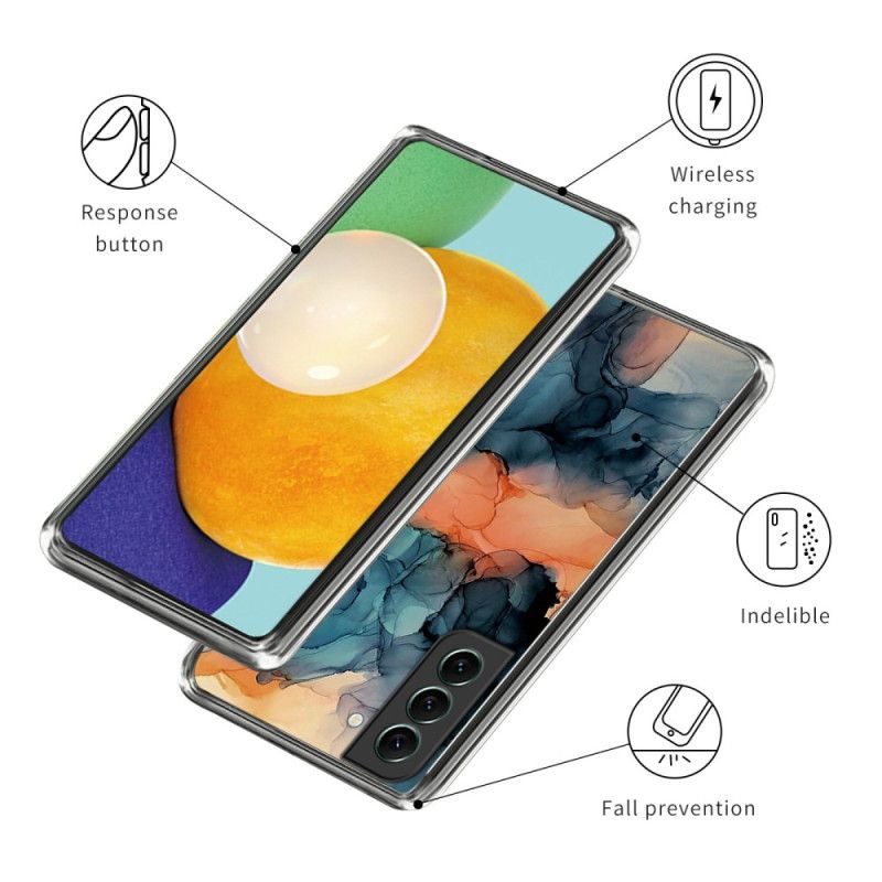 Futerały Samsung Galaxy S24 5g Etui Na Telefon Pomarańczowy Abstrakcyjny Wzór Marmuru