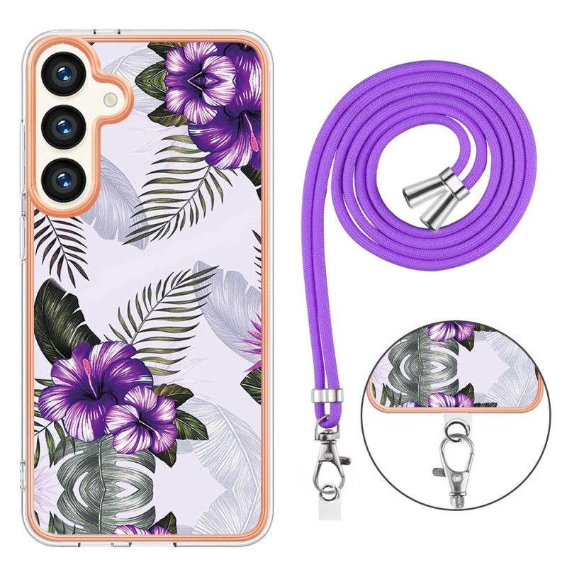 Futerały Samsung Galaxy S24 5g Etui Na Telefon Seria Marmurowa Ze Sznurkiem