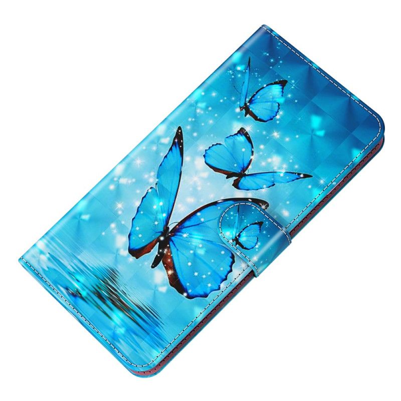 Pokrowce Samsung Galaxy S24 5g Niebieskie Motyle Z Paskiem