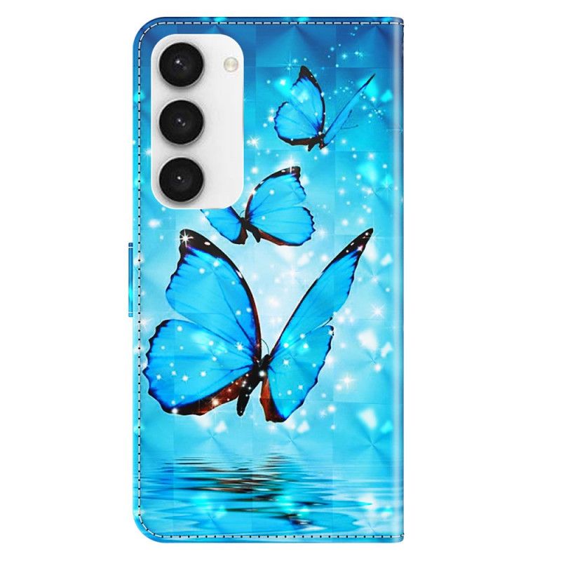 Pokrowce Samsung Galaxy S24 5g Niebieskie Motyle Z Paskiem