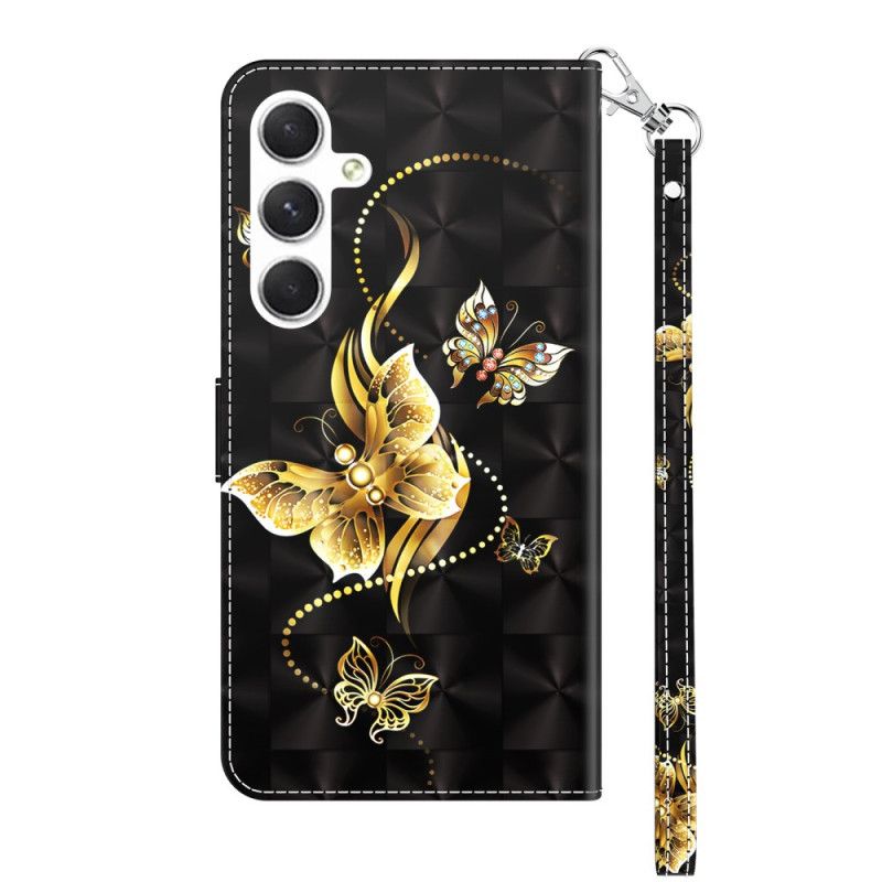 Pokrowce Samsung Galaxy S24 5g Złote Motyle Z Paskiem