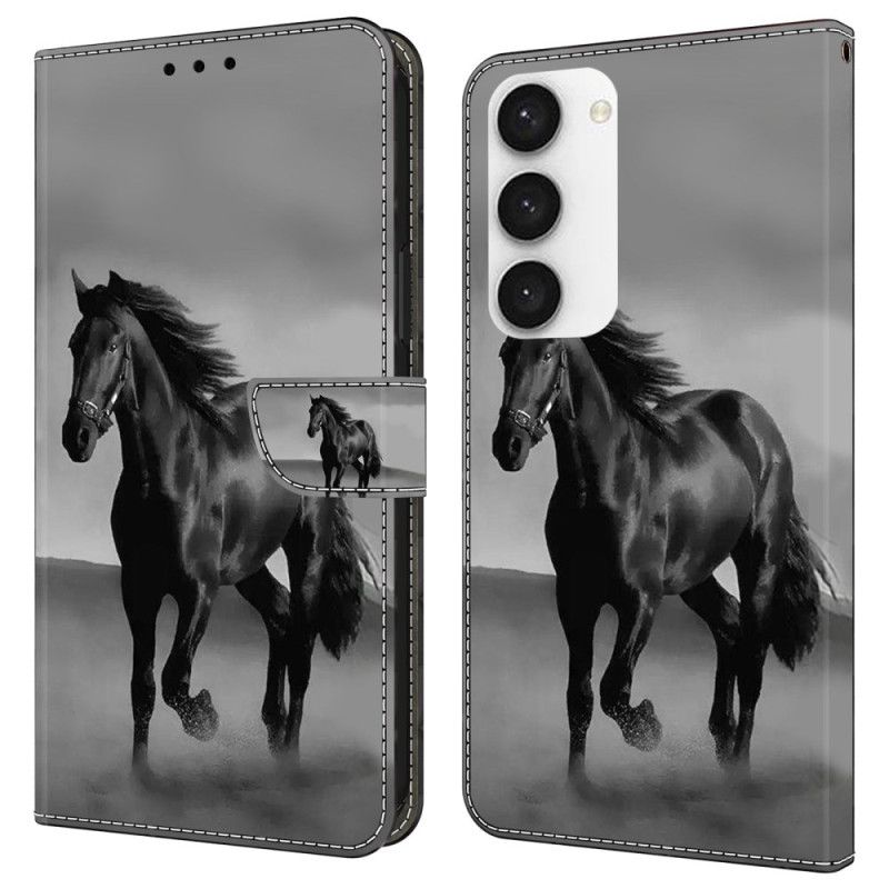 Skórzany Futerał Samsung Galaxy S24 5g Etui Na Telefon CZarny Koń