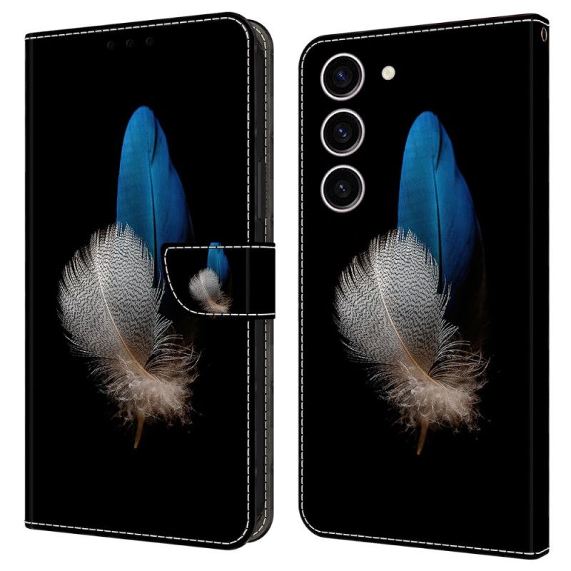 Skórzany Futerał Samsung Galaxy S24 5g Etui Na Telefon Dwa Pióra