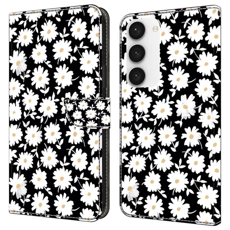 Skórzany Futerał Samsung Galaxy S24 5g Etui Na Telefon Stokrotki