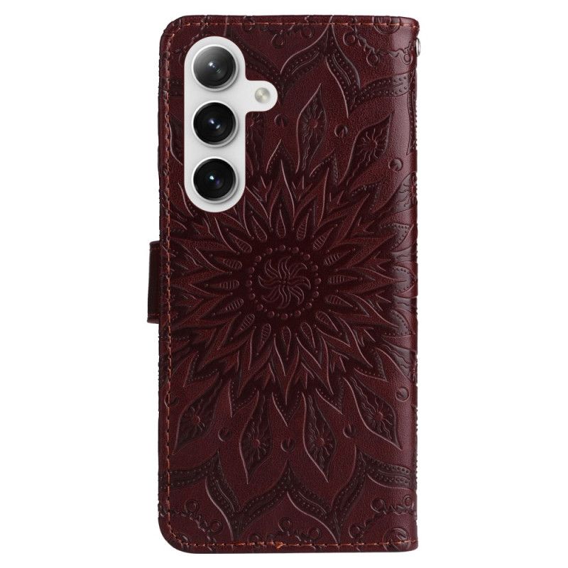 Skórzany Futerał Samsung Galaxy S24 5g Etui Na Telefon Wspaniała Mandala Z Paskiem