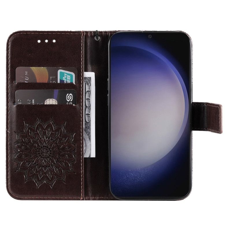 Skórzany Futerał Samsung Galaxy S24 5g Etui Na Telefon Wspaniała Mandala Z Paskiem