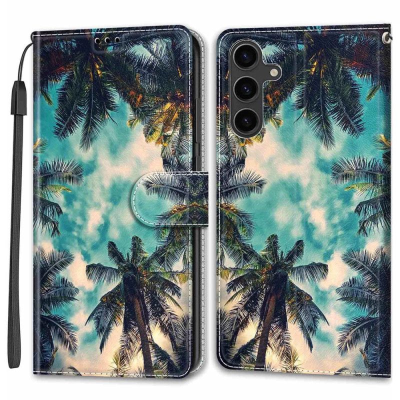 Skórzany Futerał Samsung Galaxy S24 5g Etui Na Telefon Wzór Kokosowy Z Paskiem