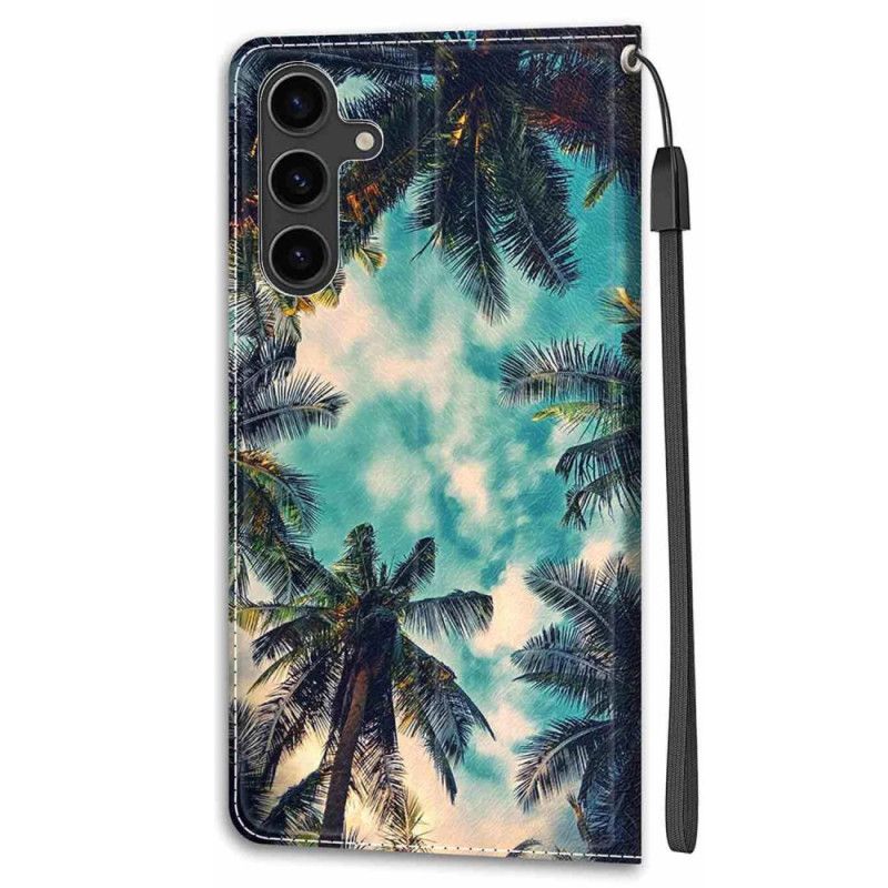 Skórzany Futerał Samsung Galaxy S24 5g Etui Na Telefon Wzór Kokosowy Z Paskiem
