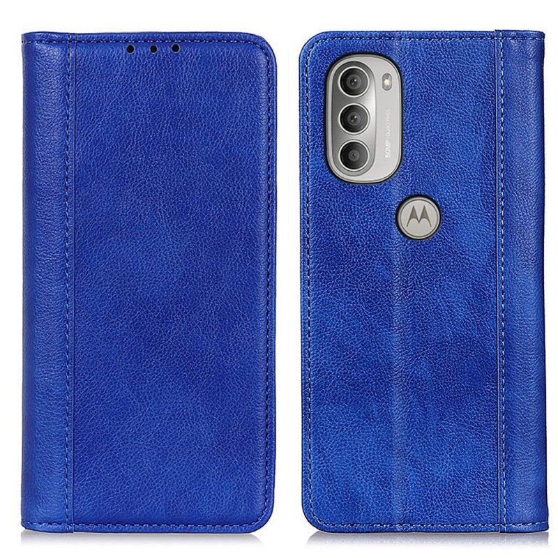 Etui Na Telefon do Moto G51 5G Etui Folio Elegancka Dwoina Skóry Liczi