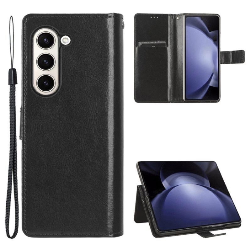 Etui Folio Samsung Galaxy Z Fold 6 Błyszcząca Sztuczna Skóra Etui Ochronne