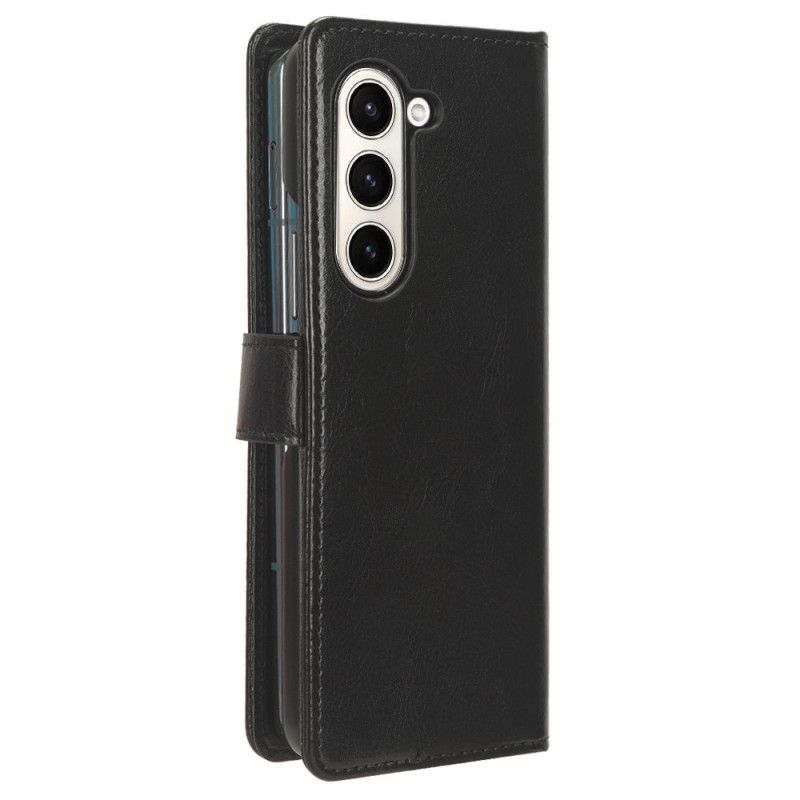 Etui Folio Samsung Galaxy Z Fold 6 Błyszcząca Sztuczna Skóra Etui Ochronne