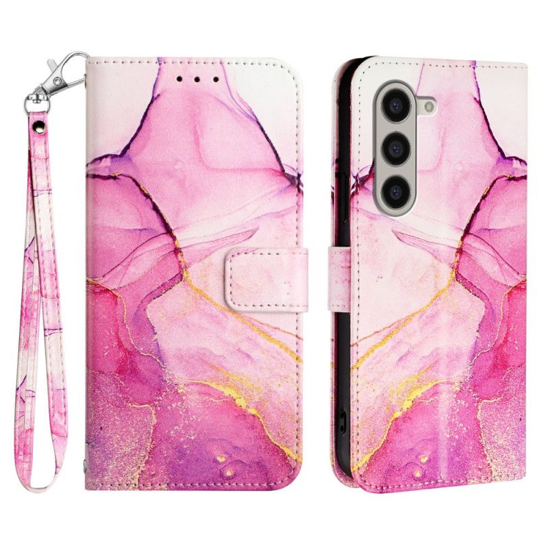 Skórzany Futerał Samsung Galaxy Z Fold 6 Etui Na Telefon Marmurowy Pasek
