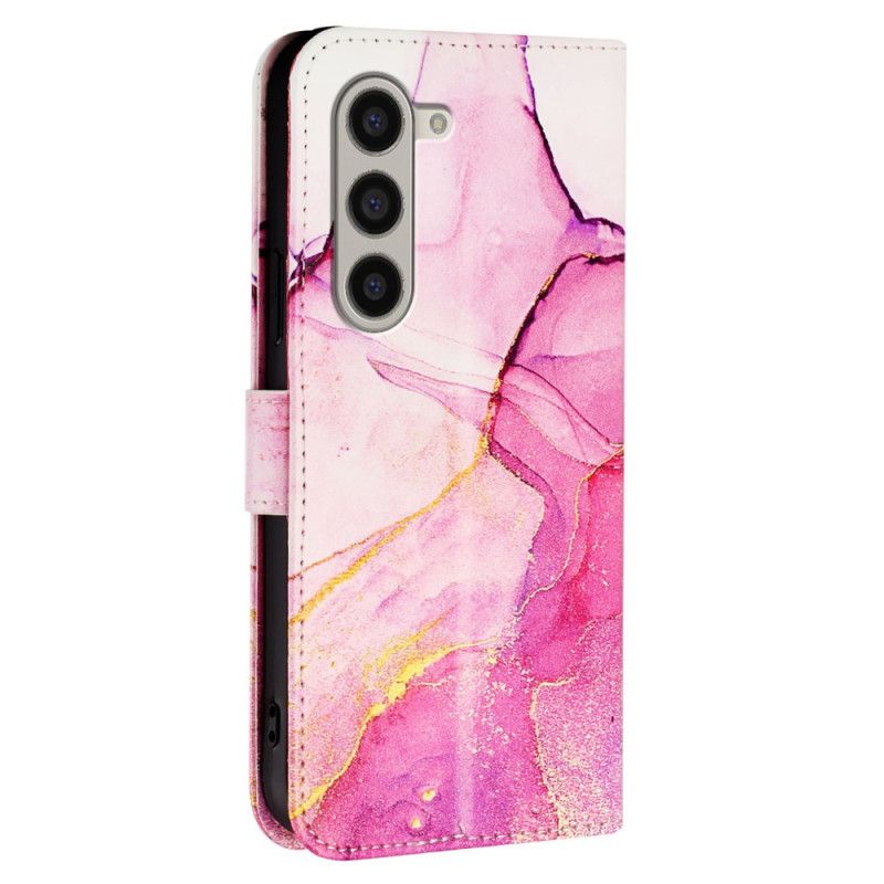 Skórzany Futerał Samsung Galaxy Z Fold 6 Etui Na Telefon Marmurowy Pasek