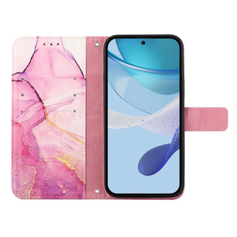 Skórzany Futerał Samsung Galaxy Z Fold 6 Etui Na Telefon Marmurowy Pasek