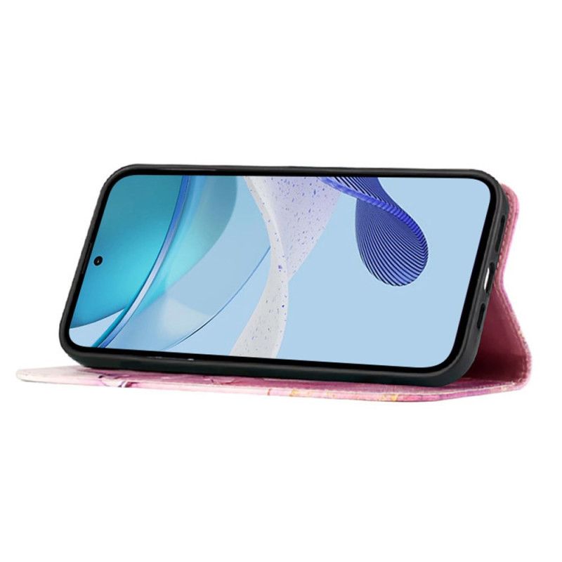 Skórzany Futerał Samsung Galaxy Z Fold 6 Etui Na Telefon Marmurowy Pasek