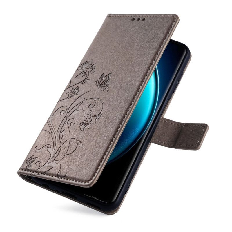 Skórzany Futerał Vivo X100 Pro Etui Na Telefon Pasek W Kwiaty