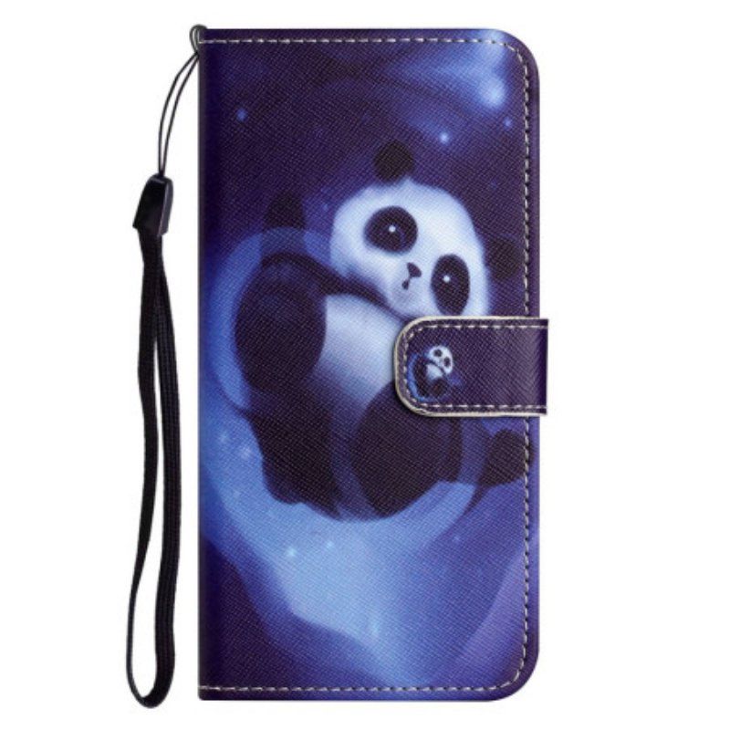 Etui Folio do Samsung Galaxy S23 5G z Łańcuch Paskowata Panda