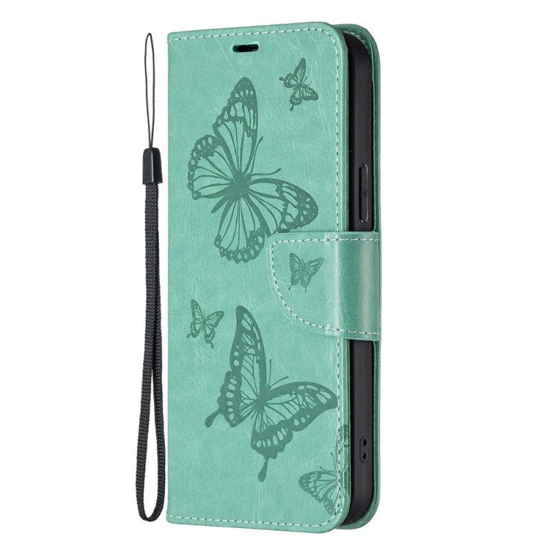 Etui Folio do Samsung Galaxy S23 5G z Łańcuch Stringi Motyle