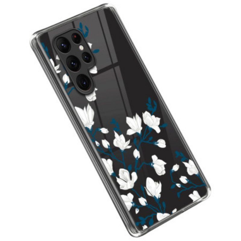 Etui do Samsung Galaxy S23 Ultra 5G Białe Kwiaty