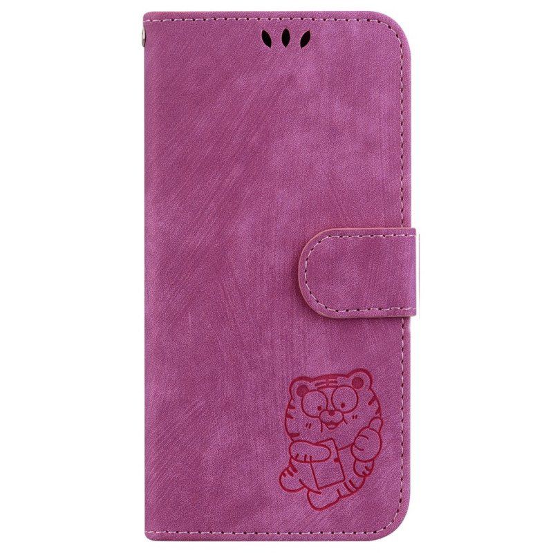 Etui Folio do iPhone 15 Pro Słodki Tygrys