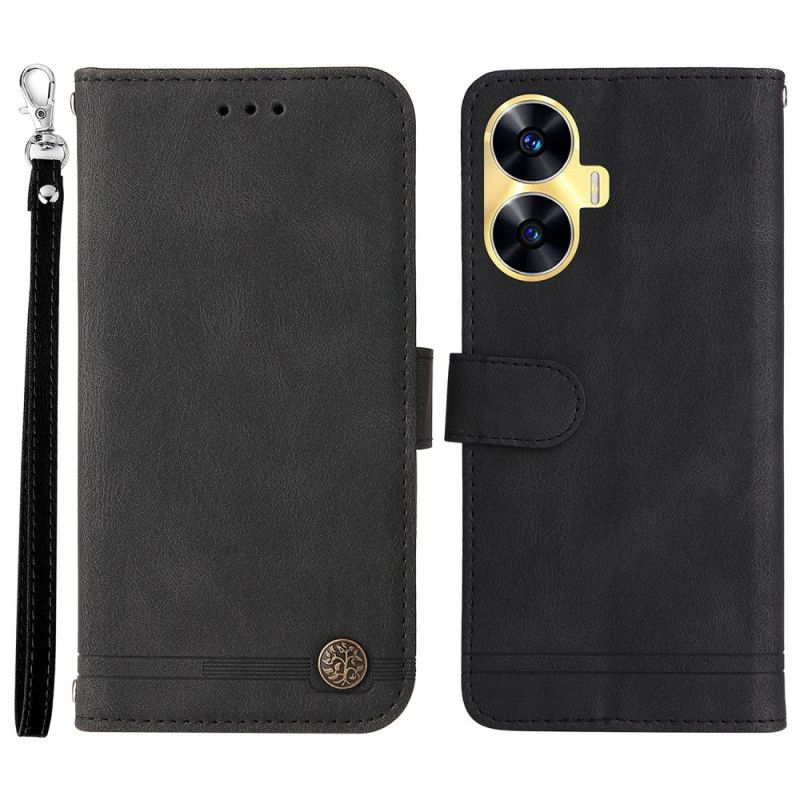 Etui Folio Do Realme C55 Dekoracyjne Nity Z Efektem Zamszu