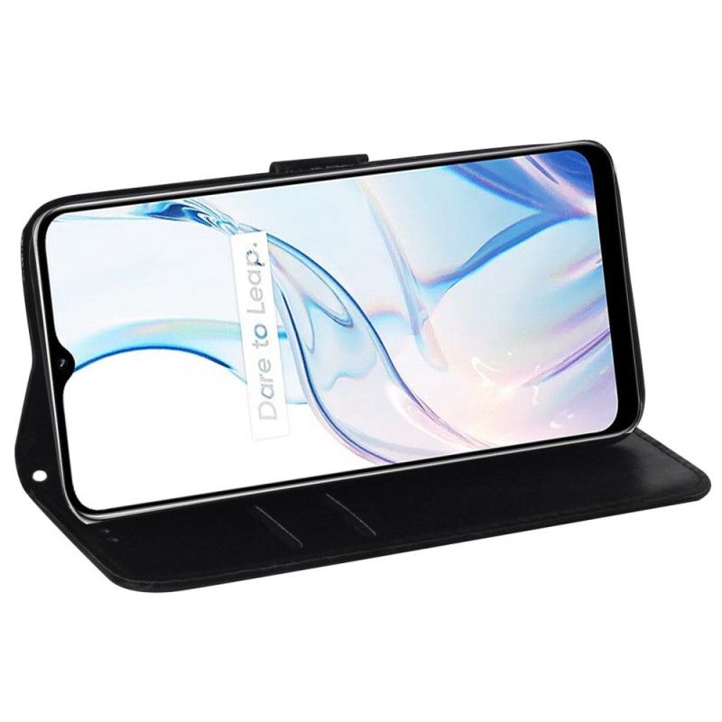 Etui Folio Do Realme C55 Portfel Z Paskiem W Stylu Disco