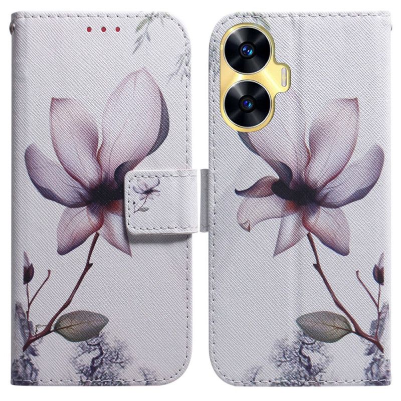 Etui Folio Do Realme C55 Różowy Kwiat