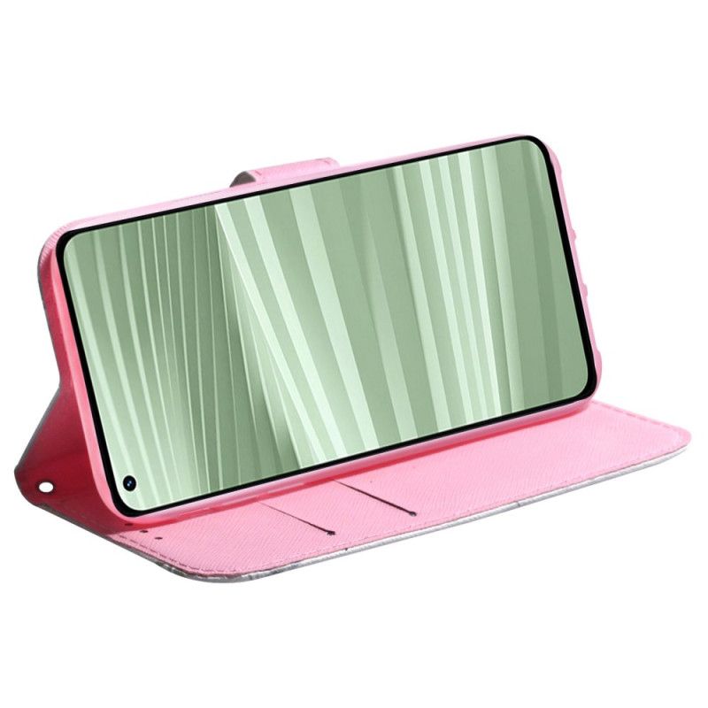 Etui Folio Do Realme C55 Różowy Kwiat