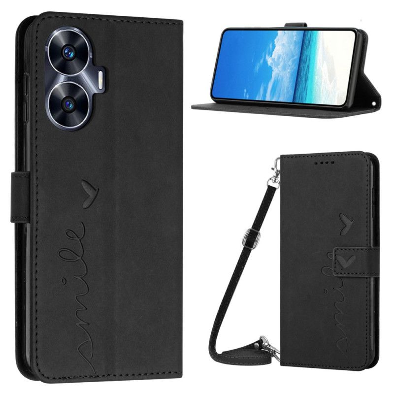 Etui Folio Do Realme C55 Uśmiech Z Paskiem Na Ramię