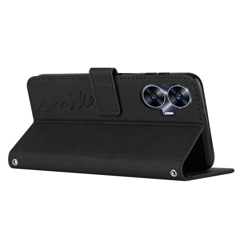 Etui Folio Do Realme C55 Uśmiech Z Paskiem Na Ramię