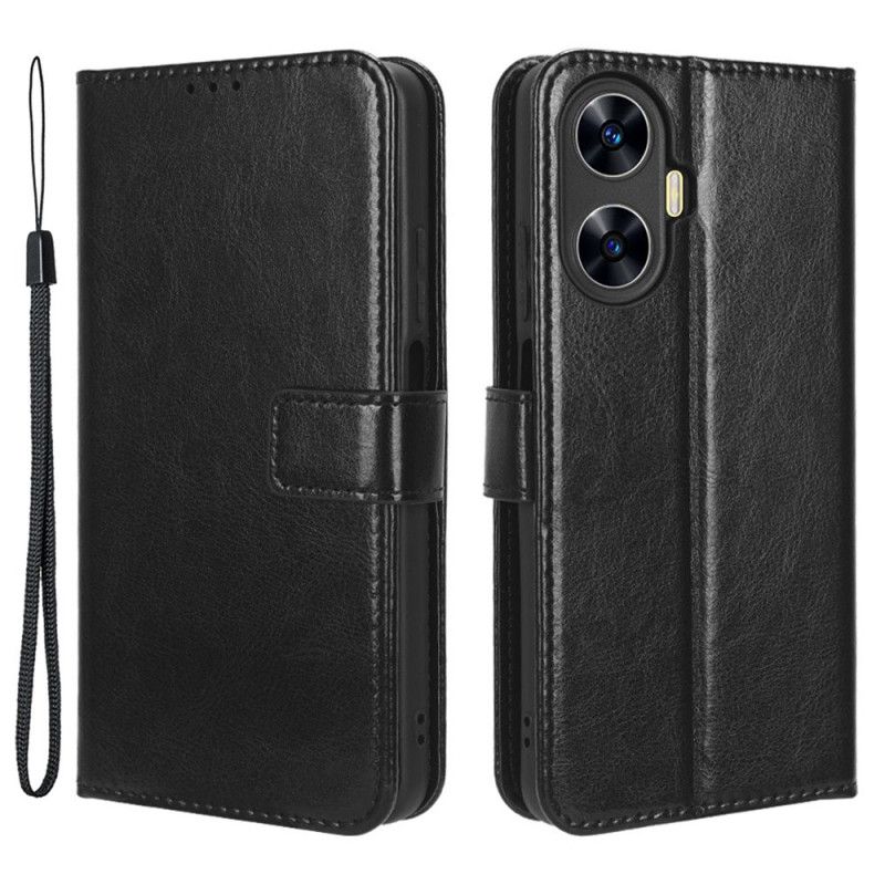 Etui Folio Realme C55 Błyszczący Pasek Ze Sztucznej Skóry Etui Ochronne