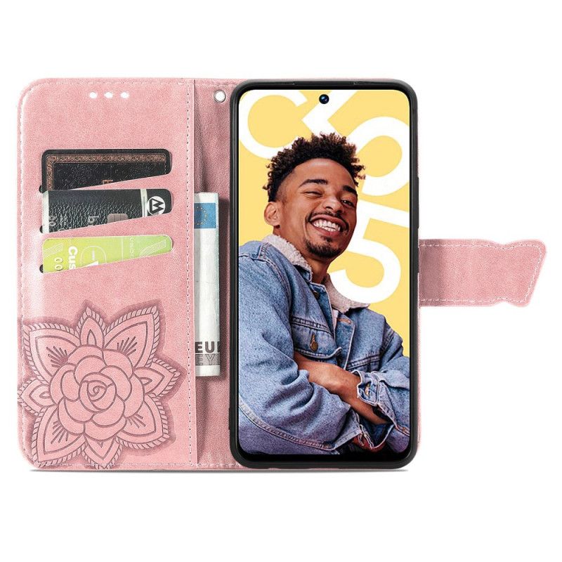 Etui Folio Realme C55 Pasek Z Barokowym Motylem