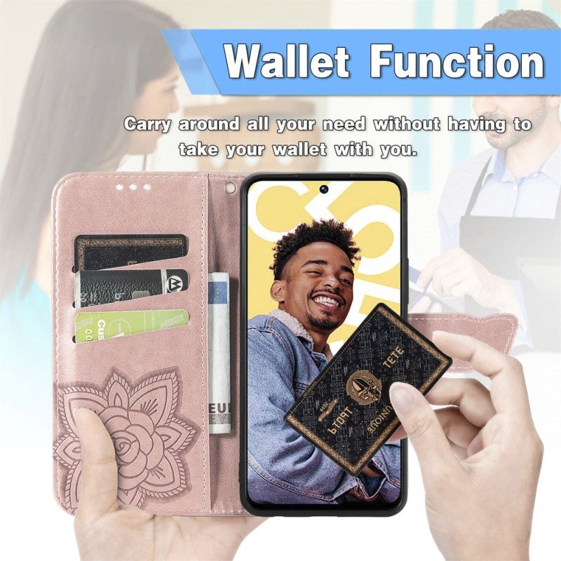 Etui Folio Realme C55 Pasek Z Barokowym Motylem