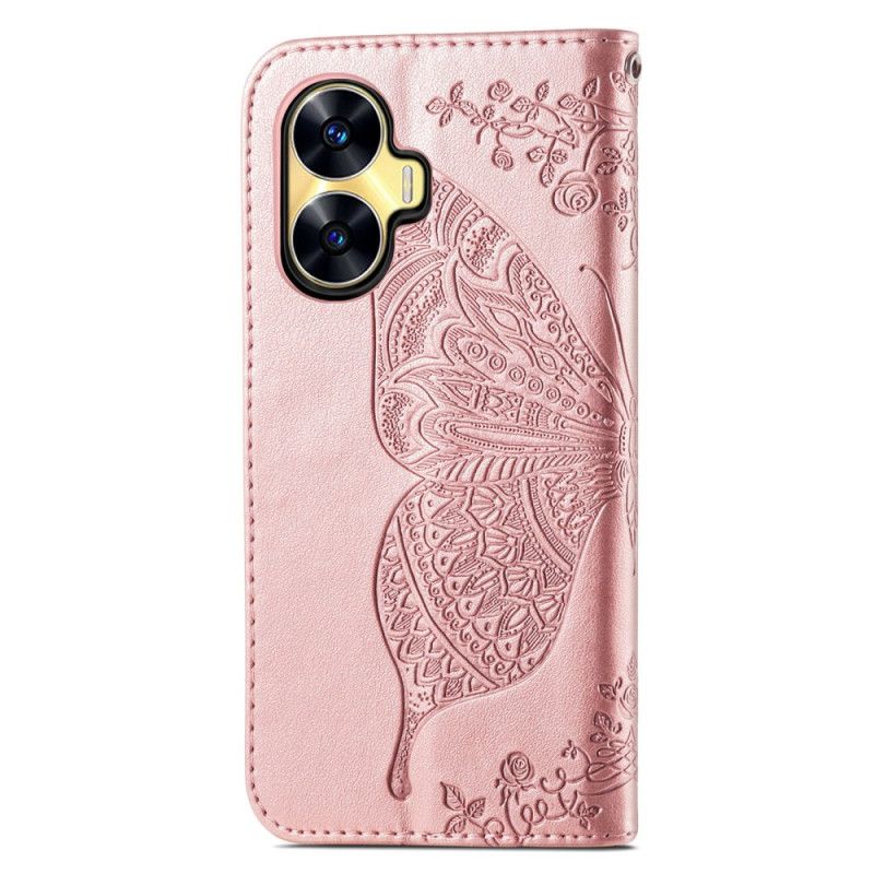 Etui Folio Realme C55 Pasek Z Barokowym Motylem
