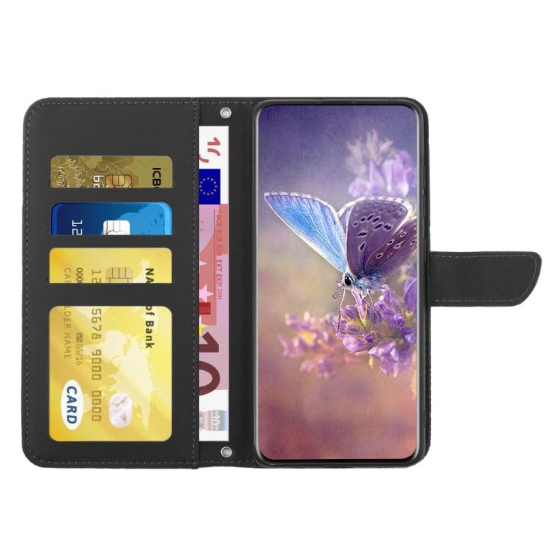 Etui Folio Realme C55 Portfel Z Paskiem Z Nadrukiem Motyla Etui Ochronne