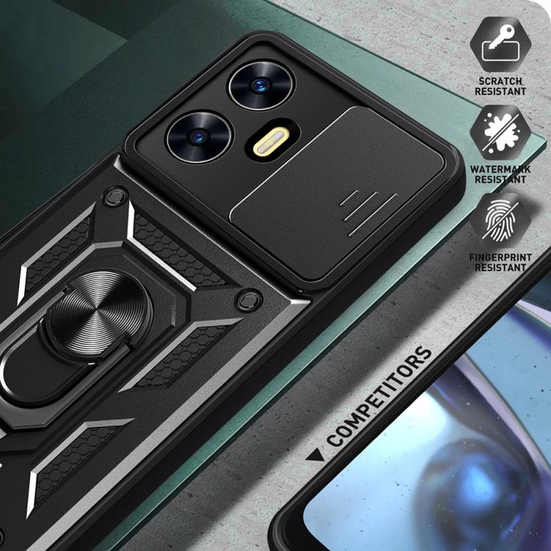 Etui Realme C55 Uchwyt Na Pierścionek I Przesuwana Osłona Obiektywu