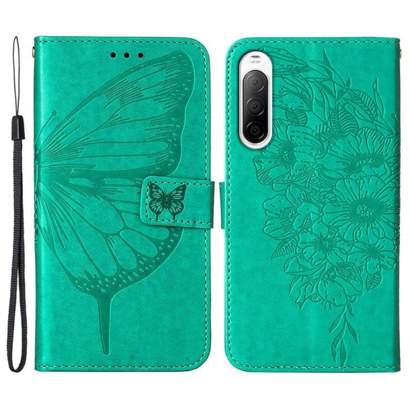 Obudowa Etui Na Telefon do Sony Xperia 10 IV Motyl Ze Smyczą