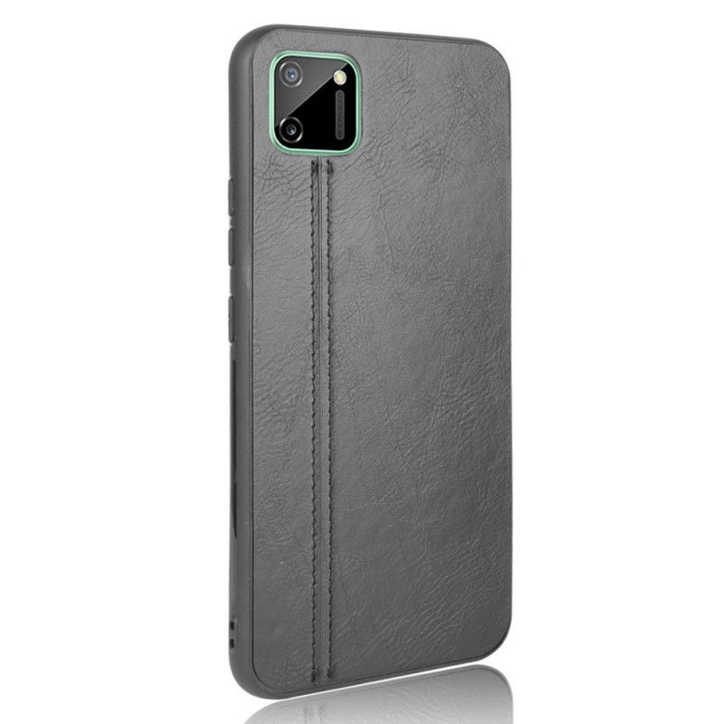 Futerały Realme C11 Czerwony Czarny Etui na Telefon Szwy W Stylu Skóry