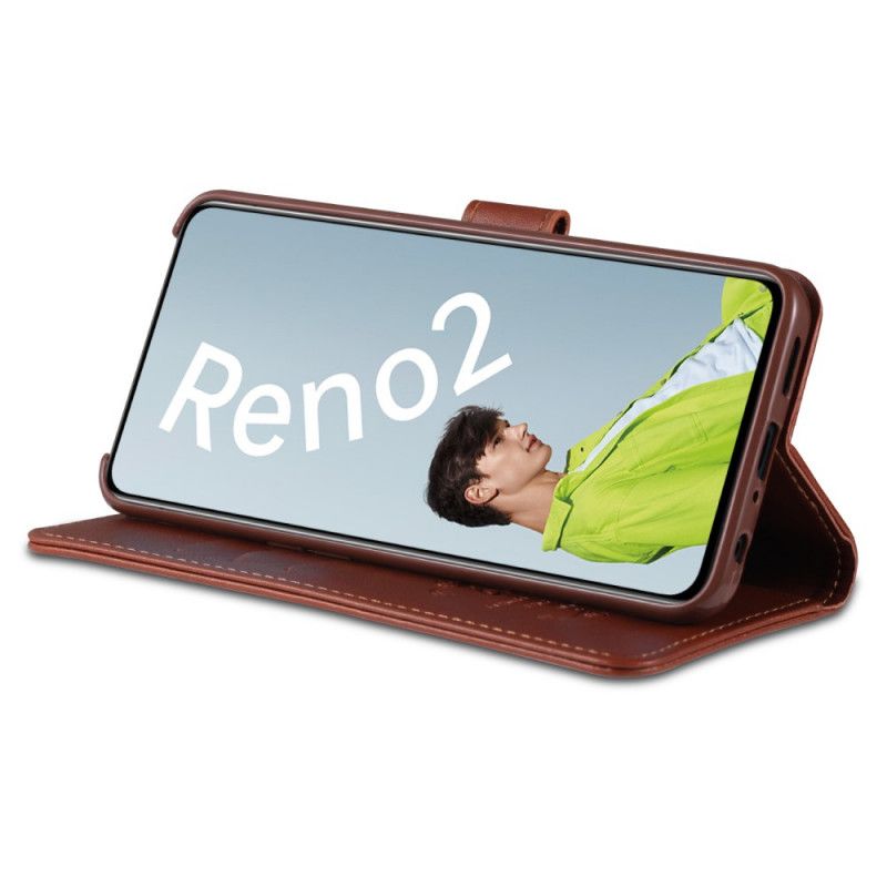 Etui Folio Oppo Reno 2 Magenta Czarny Imitacja Skóry Azns