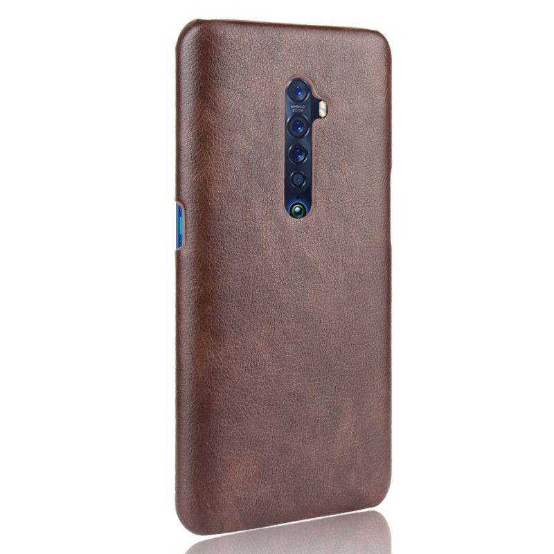 Etui Oppo Reno 2 Szary Czarny Efekt Skóry Liczi